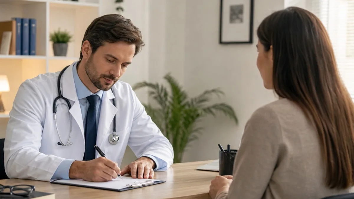 Un médecin en consultation avec une patiente