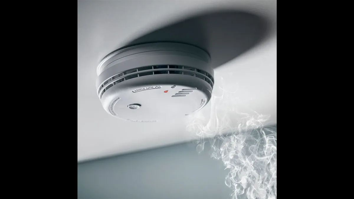 Détecteur de fumée fixé au plafond d&rsquo;un logement