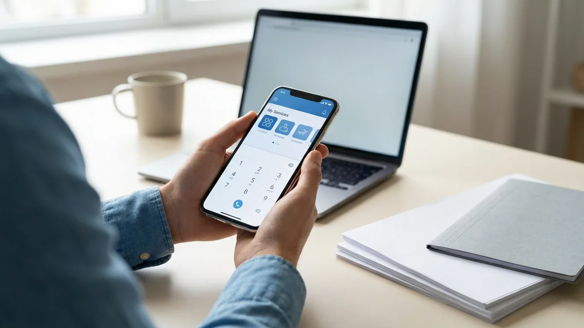 Une personne tient son smartphone à la main, l&rsquo;écran affichant une application