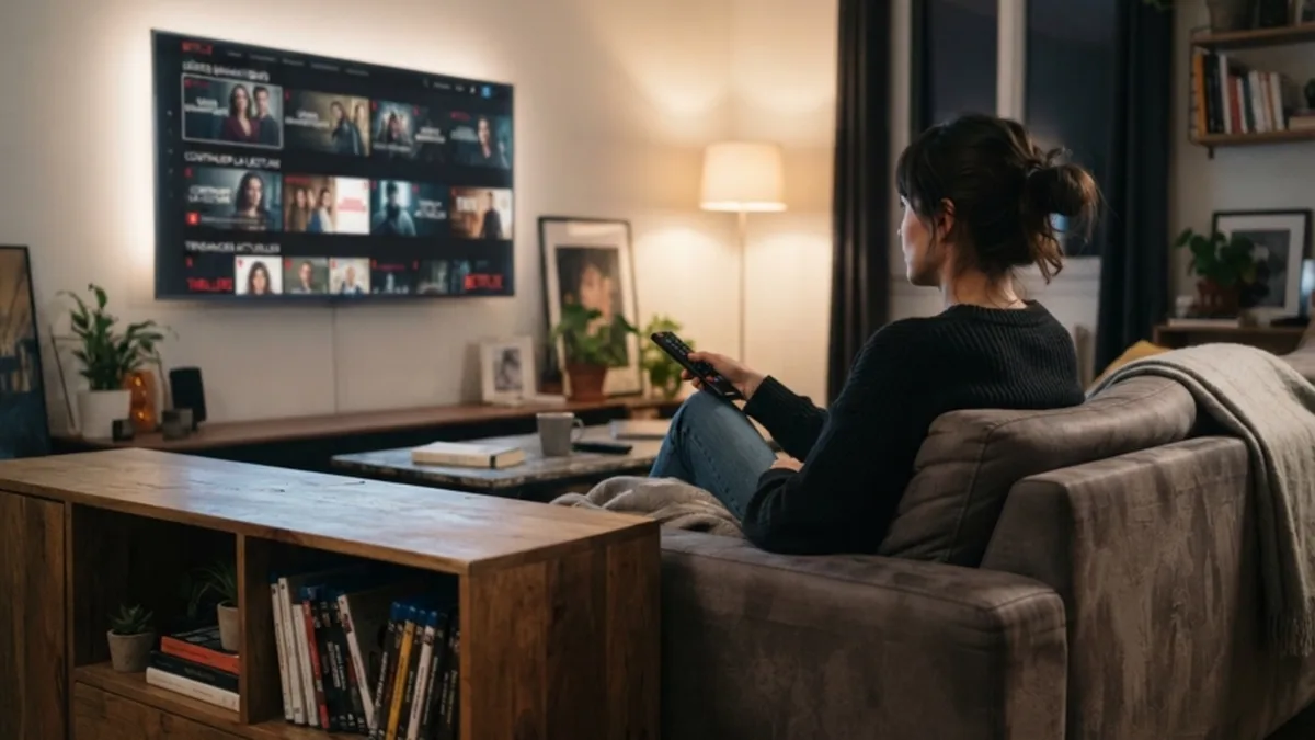 Un abonné devant son téléviseur affichant l&rsquo;interface Canal+