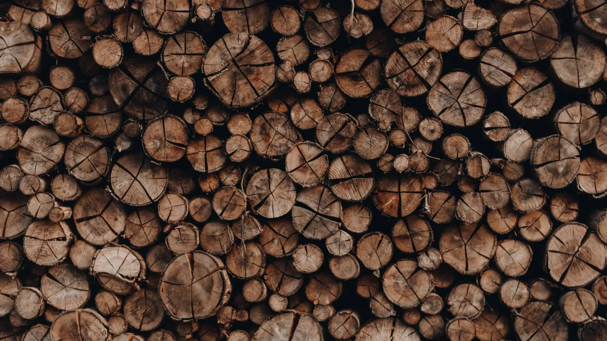 Un tas de bûches de bois de chauffage stocké pour l&rsquo;hiver