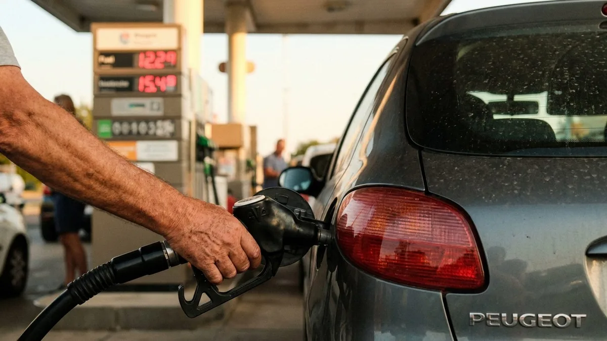 Un automobiliste fait le plein à une station-service