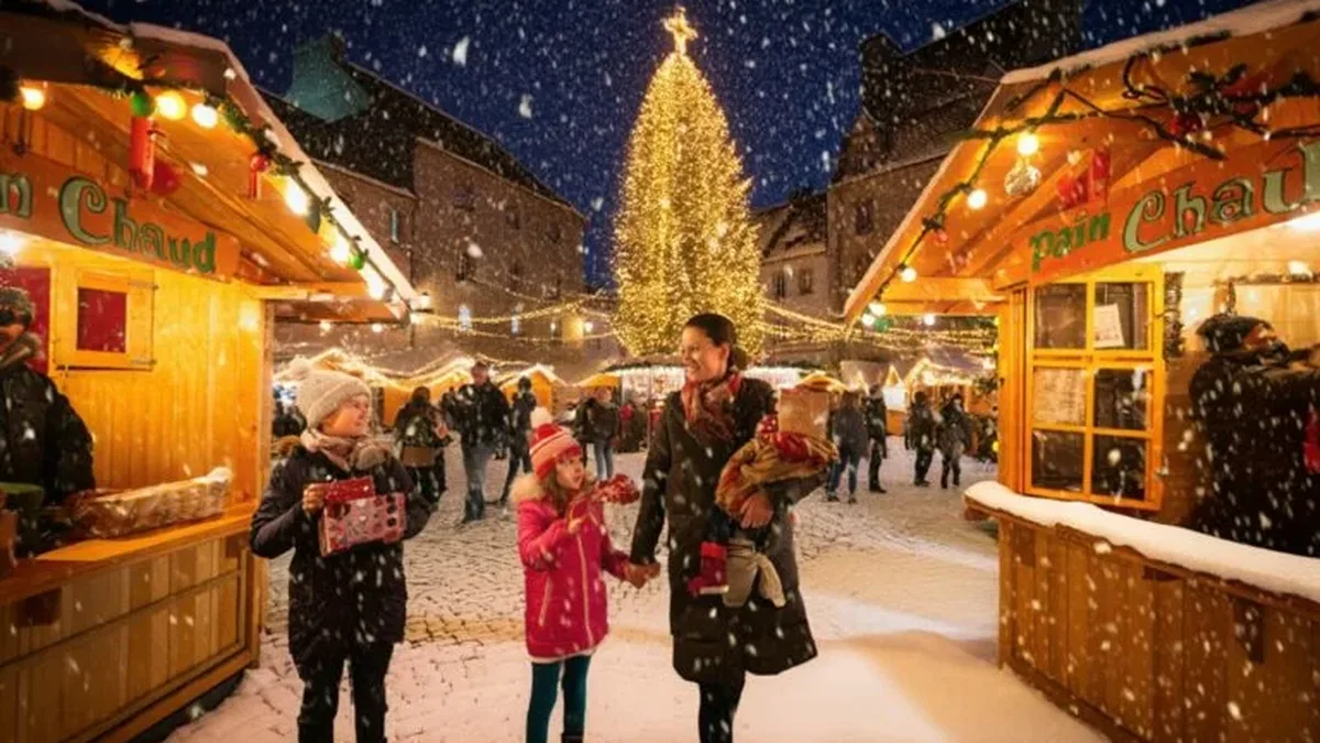 Un marché de Noël illuminé en Alsace