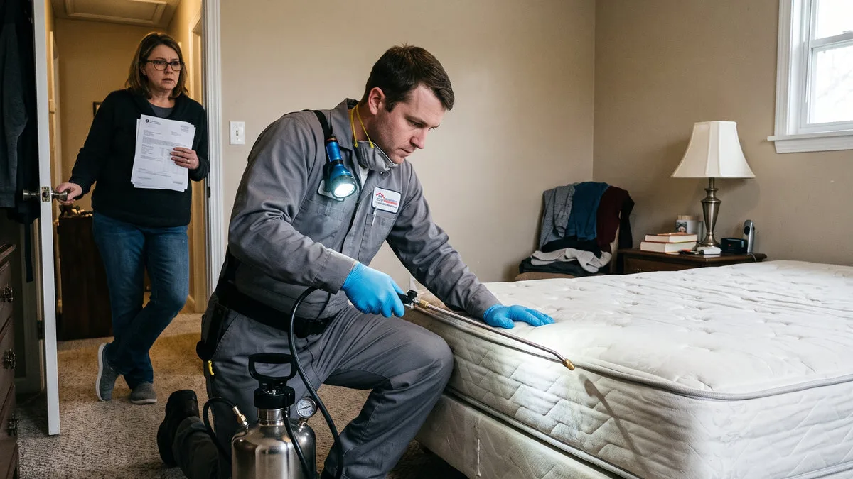 Un professionnel traite un matelas