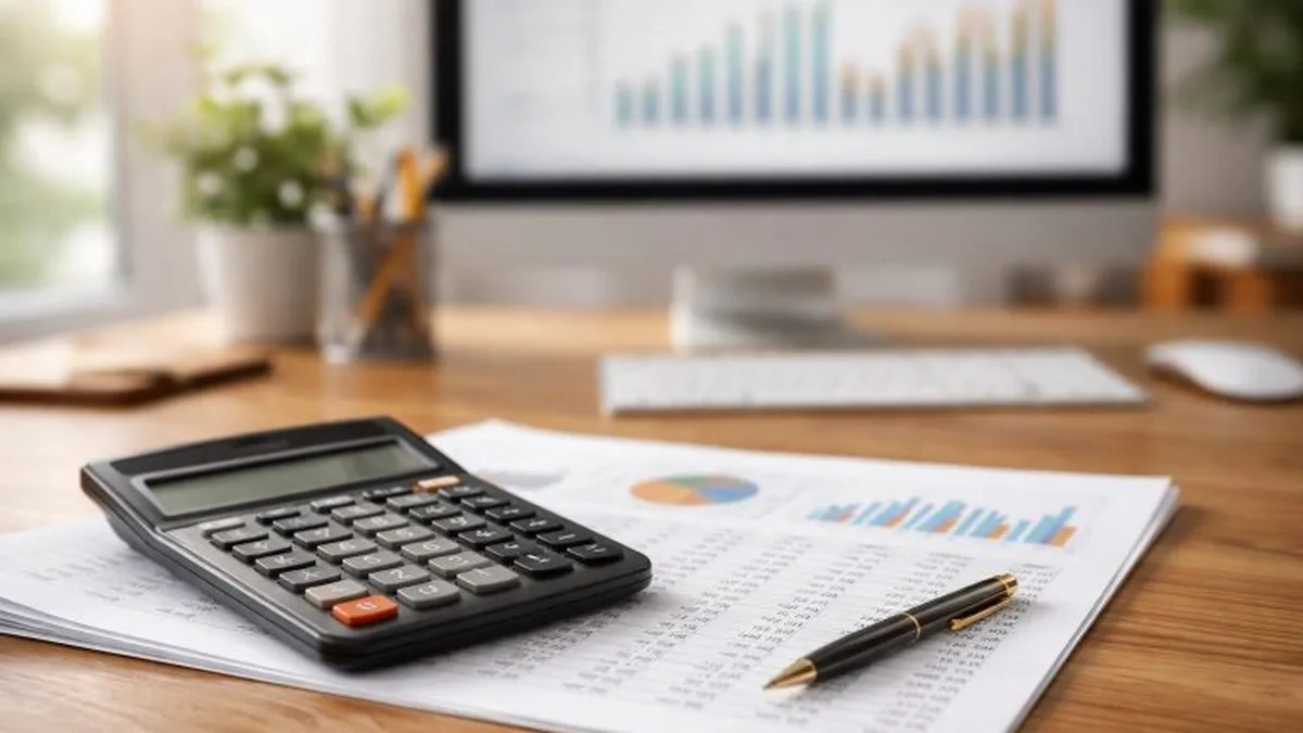 Une calculatrice posée sur des documents fiscaux